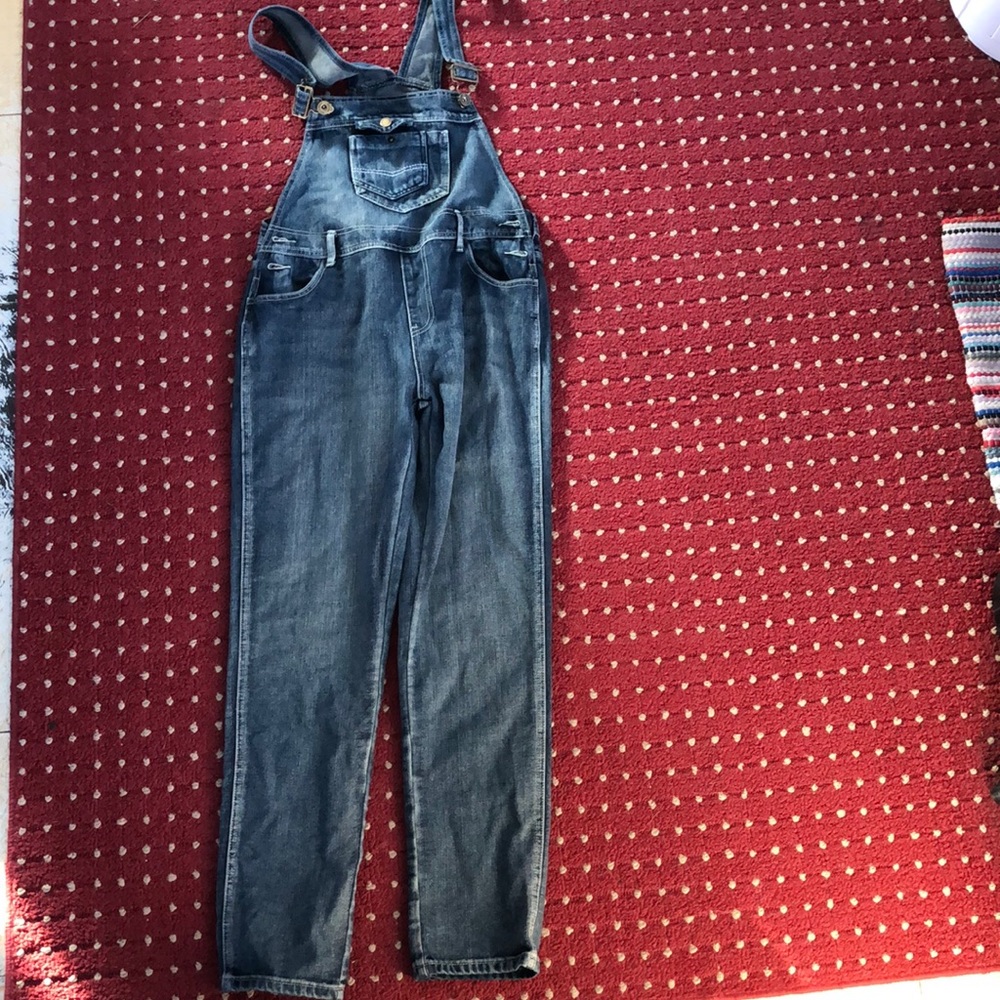 Women’s Blue Denim Jeans Straight Leg Overalls